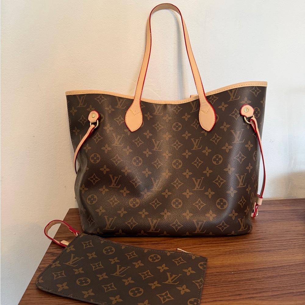 Monogram Purse Bag with Hot Pink Interior and Insert - Brown - Picture 10 of 12